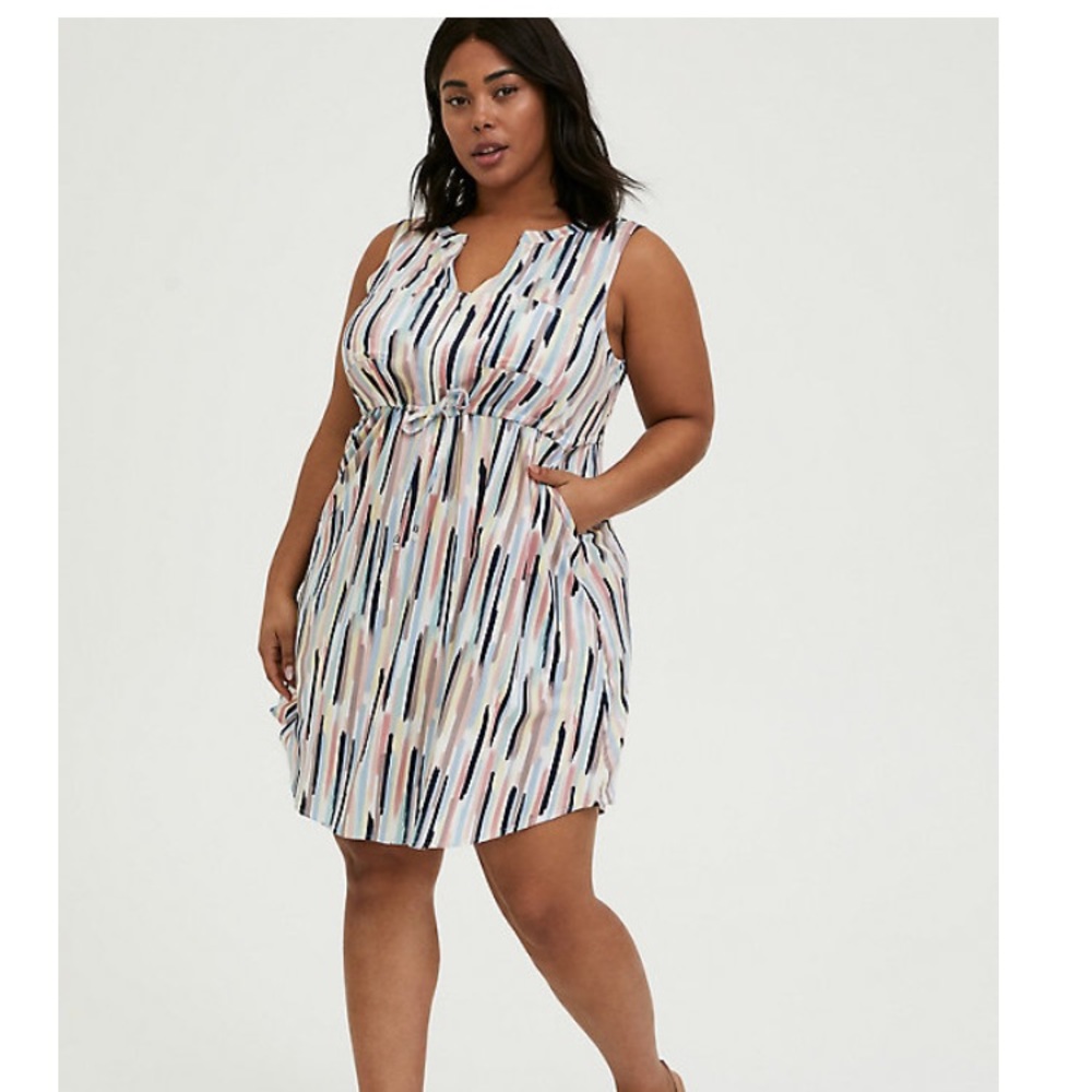 Torrid Multi Brushstrokes Challis shirt dress NWT